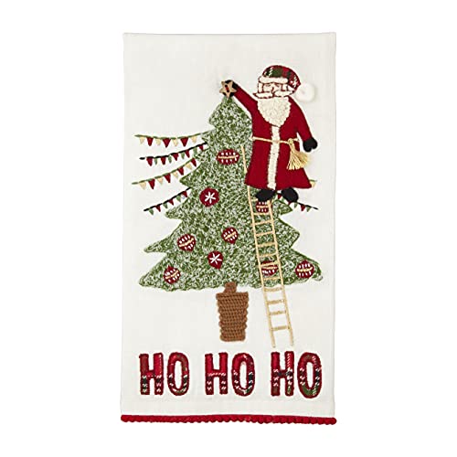 Mud Pie Ho Ho Ho Embroidered Christmas Tea Towel, 26-inch