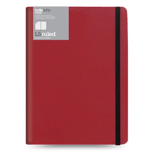 Rediform Letts Noteletts Mode Notebook, Large, Ruled, Red, 8.87 x 6.5 Inches, 192 Pages (LEN5RMORD)