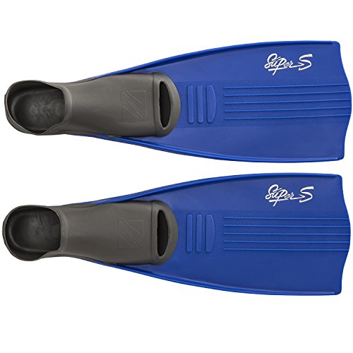 IST Super S Snorkeling Fins with Better Balance Blades & Closed Heel Full Foot Pocket, Eco Friendly Design (Medium, Blue)