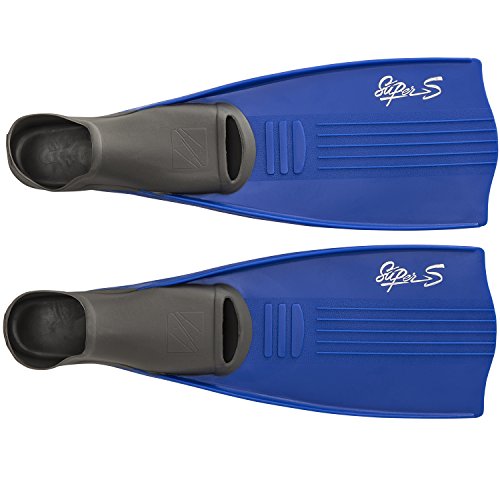 IST Super S Snorkeling Fins with Better Balance Blades & Closed Heel Full Foot Pocket, Eco Friendly Design (X-Large, Blue)