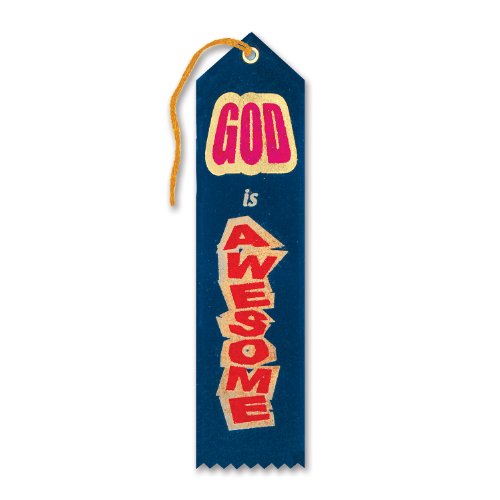 Beistle Navy Blue"God Is Awesome" Fabric Ribbon Bookmark - 1pc