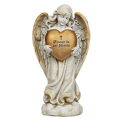 Roman 602099 Joseph Studio Memorial Heart Angel Statue, 12-inch Height, Resin