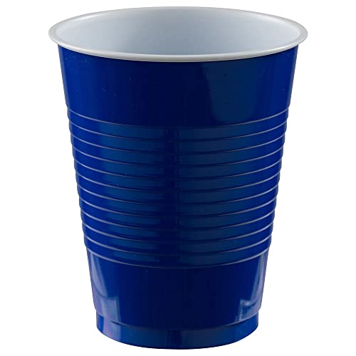 Amscan Disposable Double Stack Plastic Cups - 18 oz. | Royal Blue | 50 Pcs.