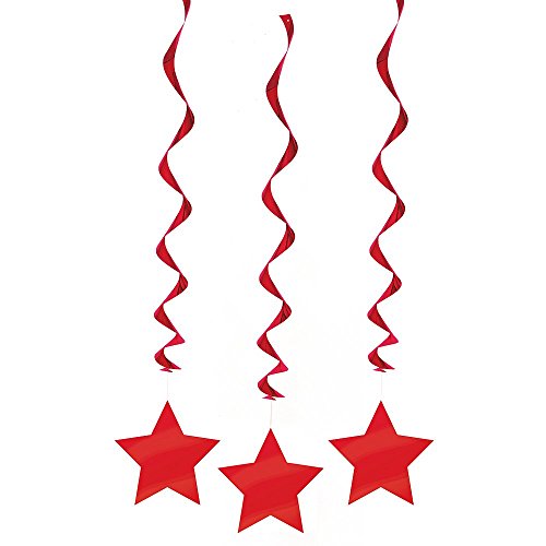Unique Industries 26" Hanging Red Star Decorations, 3ct