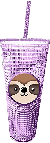 Spoontiques 19568 Sloth Diamond Cup With straw, 20 oz
