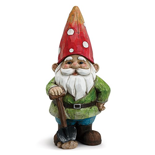 Napco Happy Gnome With Shovel Bold Primaries 4 x 9 Resin Stone Garden Figurine