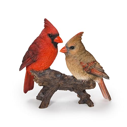 Pacific Trading Giftware Sitting Cardinals on Stump Figurine, 6.5-inch Length, Tabletop Decoration