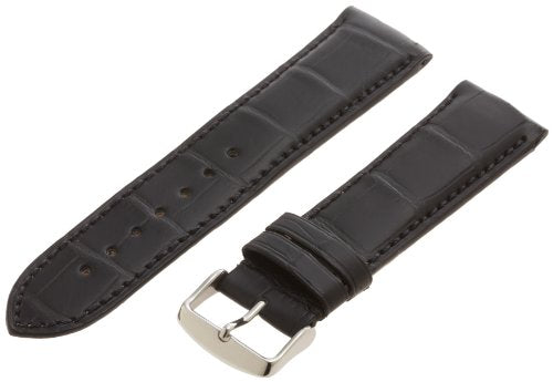 Hadley Roma Men's MS2022RA-200 20mm Black Genuine Alligator Leather Watch Strap