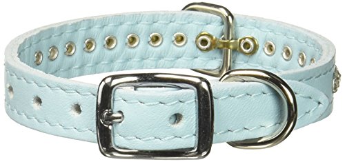 OmniPet Signature Leather Crystal and Leather Dog Collar, 12", Baby Blue