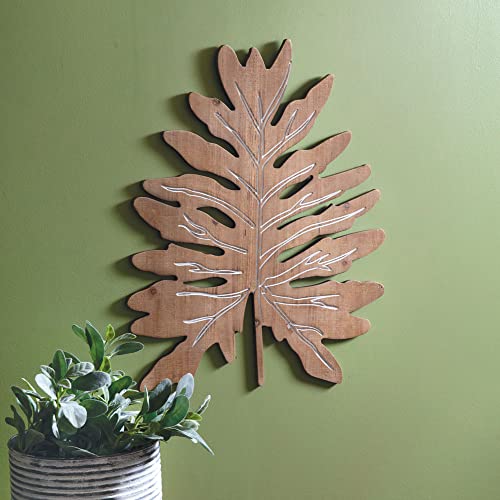 CTW Home Collection 530477 Split Leaf Philodendron Wood Wall Decor 27-inch Height
