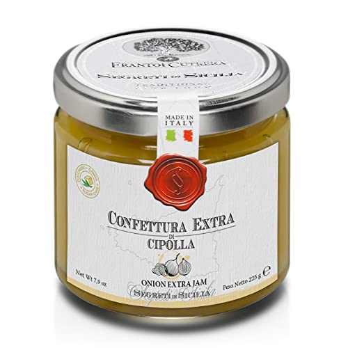 The French Farm Frantoi Cutrera Sicilian Extra Onion Jam - Caramelized Onion Jam Pairs With Cheese and Savory Dishes, Italian Sweet Onion Marmalade for Burgers, Steaks, and Pork, 7.9 Ounce - Pack of 1