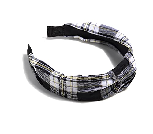 Shiraleah Knotted Plaid Headband-Black