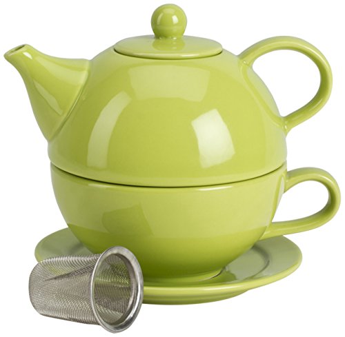 Omniware 5 Piece Tea For One Teapot Set with An Infuser, Citron