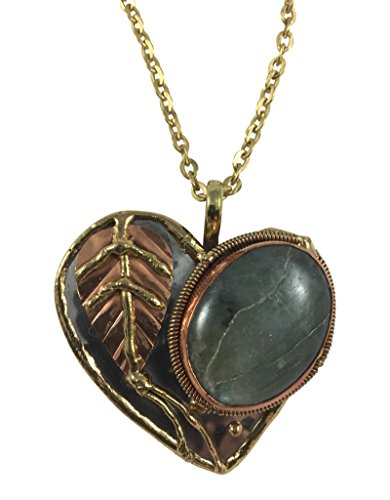 Anju P2202 Labradorite Mixed Metal Pendant Necklace