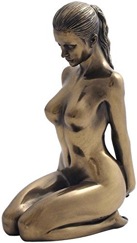 Unicorn Studio 5.88 Inch Nude Female Statue Kneeling with Hands on Back, Bronze Color