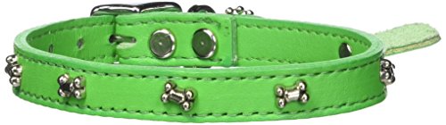 OmniPet Signature Leather Dog Collar with Bone Ornaments, Emerald, 14"