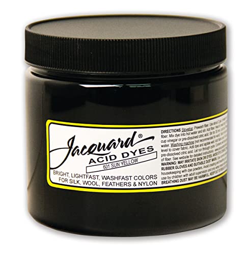 Jacquard Acid Dye for Wool, Silk and Other Protein Fibers, 8 Ounce Jar, Concentrated Powder, Yellow Sun 601