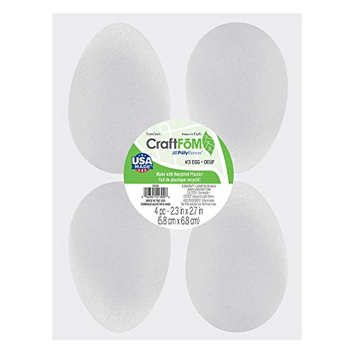 FloraCraft Styrofoam Eggs, 3 1/6-Inch-by-2 5/16-Inch White Egg,  Duck, 4 Per Package