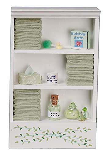 Aztec Imports Melody Jane Dolls House Shelf Unit Green Towels & Accessories Miniature Bathroom Furniture