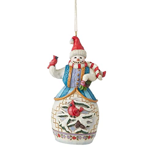 Enesco Jim Shore Heartwood Creek Snowman with Cardinal Ornament, Hanging Ornament, 4.53 inch-Height