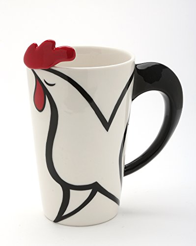 Cosmos Gifts 20764 Rooster Mug with Spoon, Black