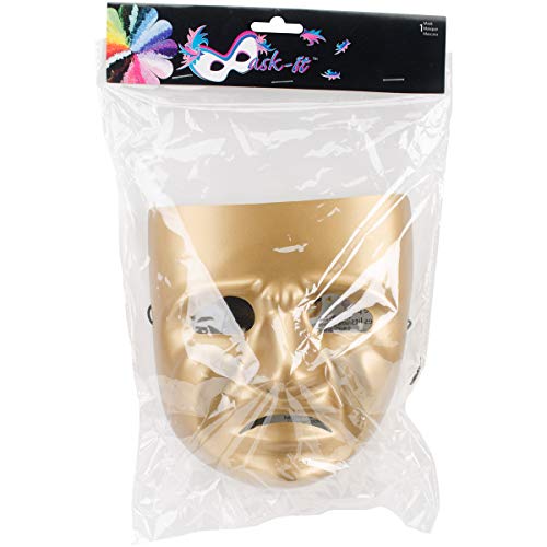 Midwest Design Mask-It Tragedy Mask with Instruction Sheet, 7.75-Inch, Gold