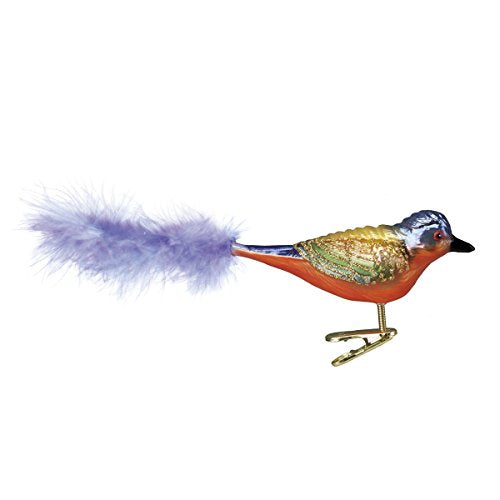 Old World Christmas Bird Watcher Collection Glass Blown Ornaments for Christmas Tree Painted Bunting