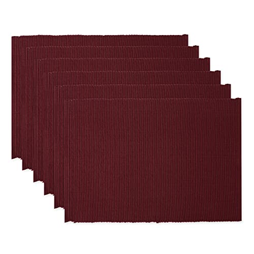 DII Design Basic Everyday Ribbed Tabletop Collection 100% Cotton, Placemat Set, 13x19, BlackBerry, 6 Pieces