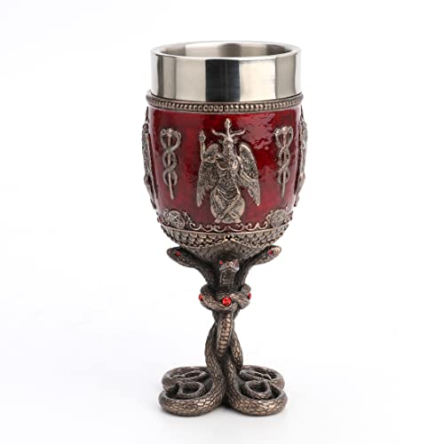 Unicorn Studio Veronese Design 6 7/8 Inch Baphomet Crimson Jeweled Serpent Chalice Stainless Steel Tumbler
