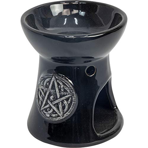 Kheops International Ceramic Oil Burner - Essential Oil Aroma Diffuser, Aromatherapy Candle Tea-Light Holder (Pentacle)