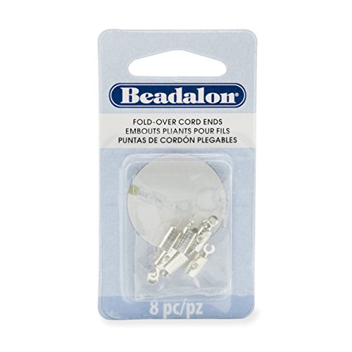 PA Distribution Artistic Wire Beadalon 338B-021 Cord Ends, Fold-Over, Silver Plate