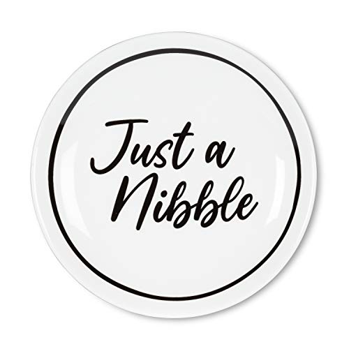 Abbott Collection  Home 27-APPY-627 Appetizer Plate-Just a Nibble, White/Black