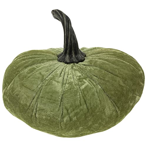 Boston International Fabric Pumpkin Fall Autumn Thanksgiving Tabletop Decorations, Large, Harvest Green