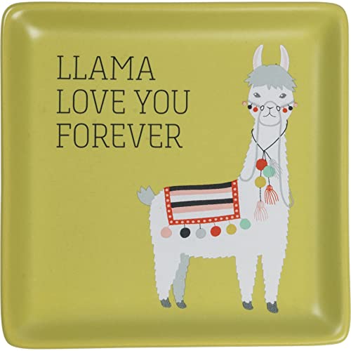Primitives by Kathy 100900, Trinket Tray - Llama Love You Forever, Yellow