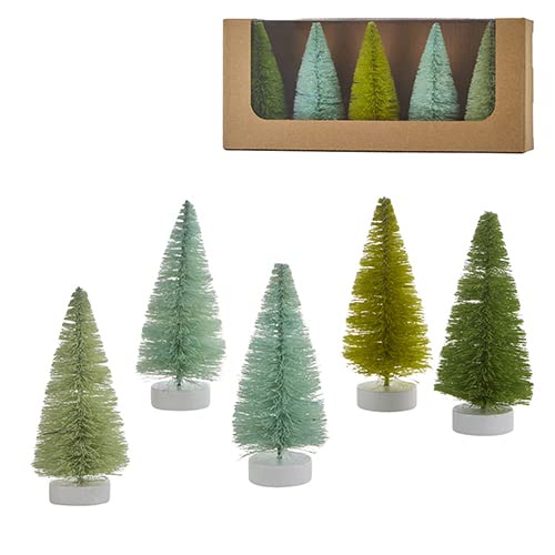 RAZ Imports 4220016 Green Bottle Brush Trees, Set of 5