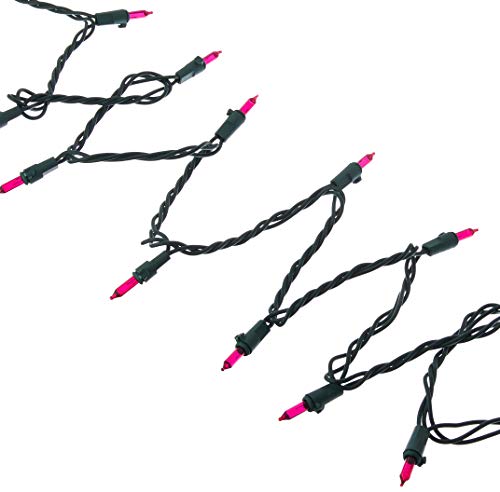 Vickerman 50 Lights Pink Green Wire End Connecting Lock Set with 4-Inch Spacing and 16-Feet Length, Poly Bag w/ Header Card