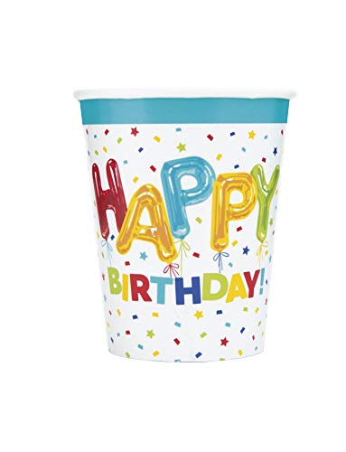 Unique Industries Happy Balloon Birthday Paper Party Cups, 8 Ct.