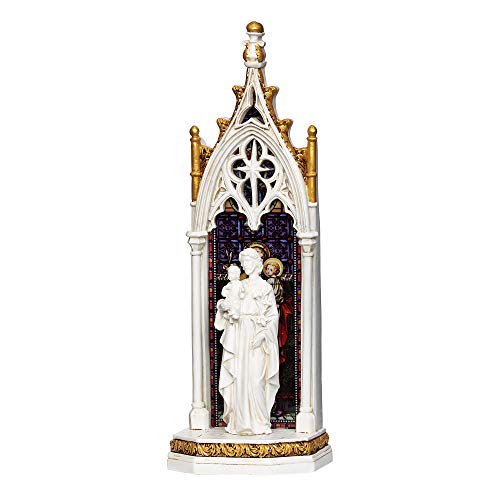 Joseph's Studio by Roman - St. Joseph and Child Holy Family Window LED Figure, Renaissance Collection, 11.75" H, Resin and Stone, Religious Gift, Decoration, Battery Operated