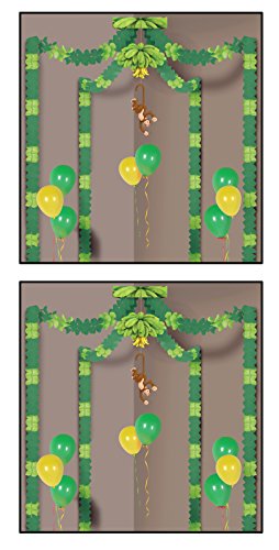 Beistle , 2 Piece Jungle Monkey Party Canopies, (Green/Light Green)