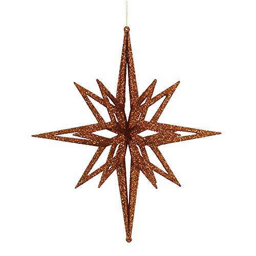 Vickerman Glittered 3-D Star Shaped Christmas Ornament, 16", Copper