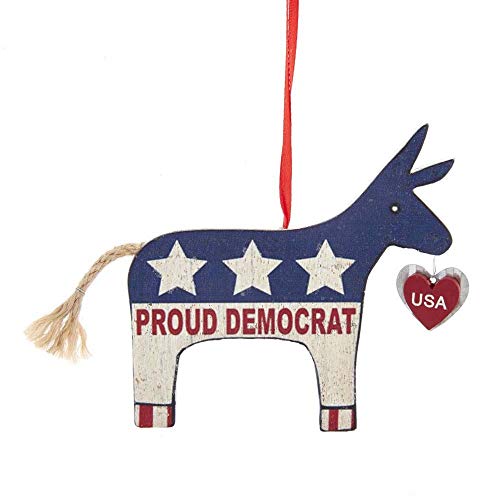 Kurt Adler G0256 Americana Proud Democrat Donkey Ornament, Wood