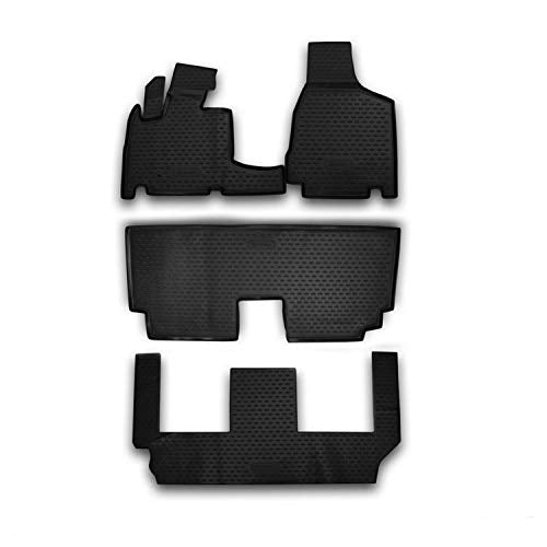 OMAC USA Floor Mats Fits 7 Seat Chrysler Town & Country 2008-2016 Black | Front & 3rd Row Seat 3D Liner Set | All Weather Costum Fit Heavy Duty | Car SUV Automotive Accessories