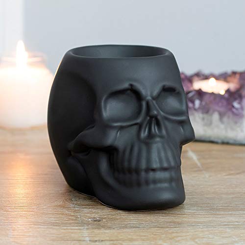 Pacific Trading Giftware Aroma Relaxation Matte Black Skull Oil Burner