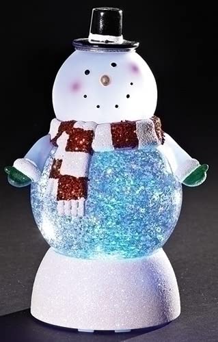 Roman Snowman Swirl Dome Snowglobe with Color Changing LED Light