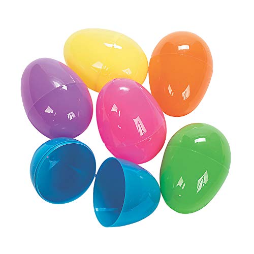 Fun Express - Jumbo Bright Eggs for Easter - Party Supplies - Containers & Boxes - Plastic Containers - Easter - 12 Pieces