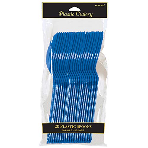 Amscan Reusable Tableware Party Spoons, 20 pieces, Bright Royal Blue