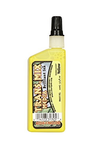Chartpak Koh-I-Noor Translucent Mix Media Pigment-Based Drawing Ink, 0.75 Oz. Bottle, Yellow (9065F.YEL)