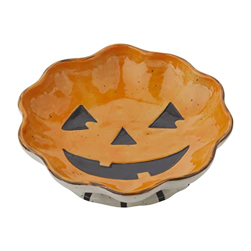 Mud Pie Halloween Stoneware Candy Bowl Dish, 2.25" x 8.75" Diameter, Pumpkin