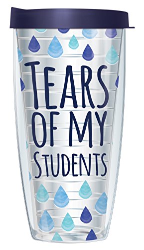 Freeheart Tears of my Students Insulated Tumbler Cup with Navy Lid (22 Oz, Clear)