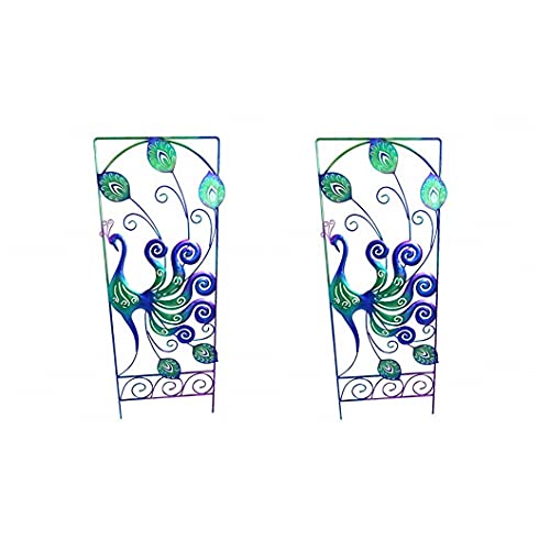 Comfy Hour Spring Is Here Collection Metal Peacock Design Garden Decoration, Garden Stake, Blue, Set of 2